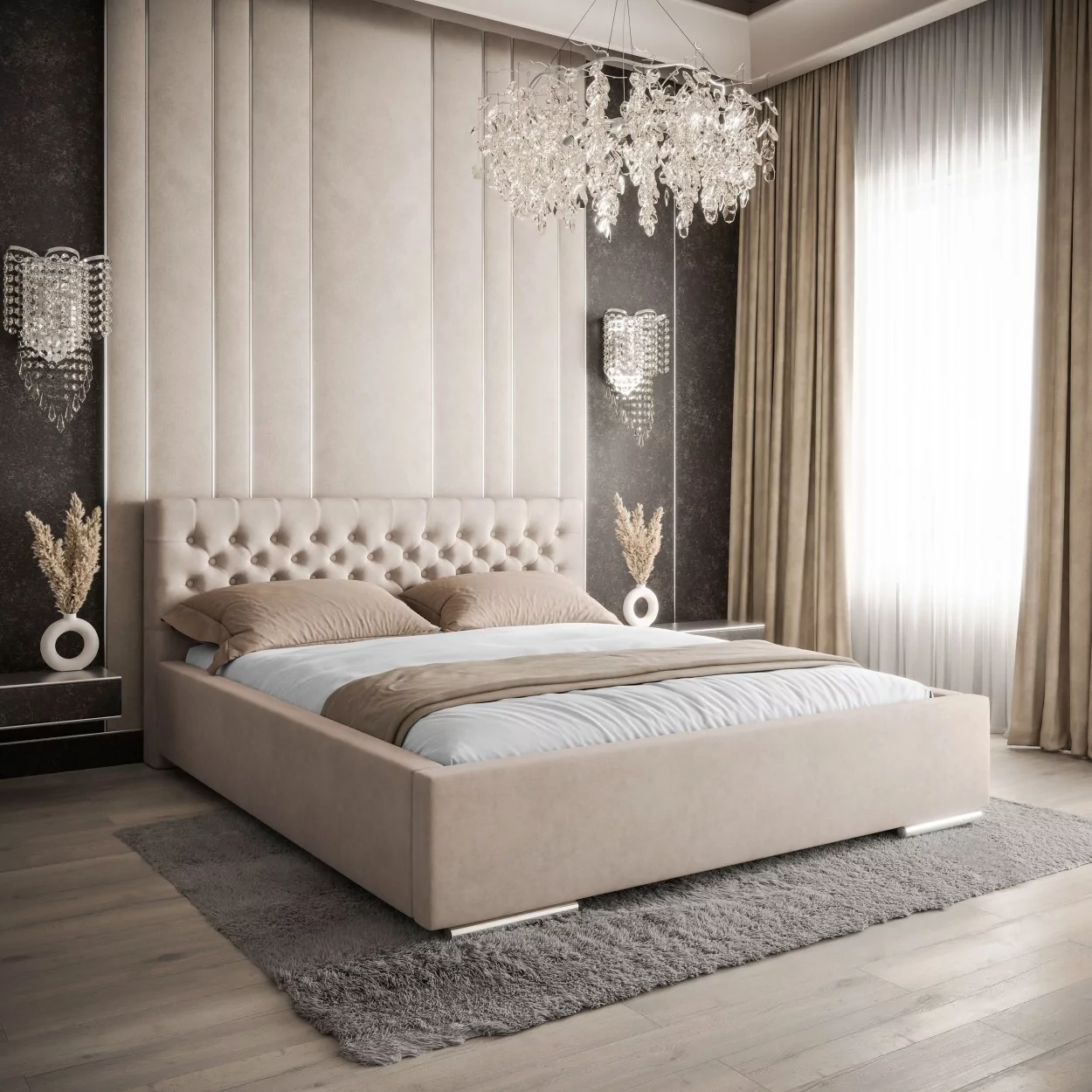 Łóżko tapicerowane MORTIZ z pojemnikiem